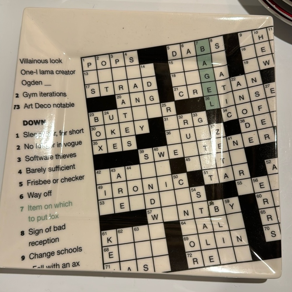 Ny times fish’s eddy crossword plates. Set of 4